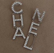 Chanel Crystal Logo Earrings