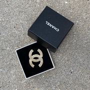 Chanel Ivory Gold Rare Crystal Stud Brooch
