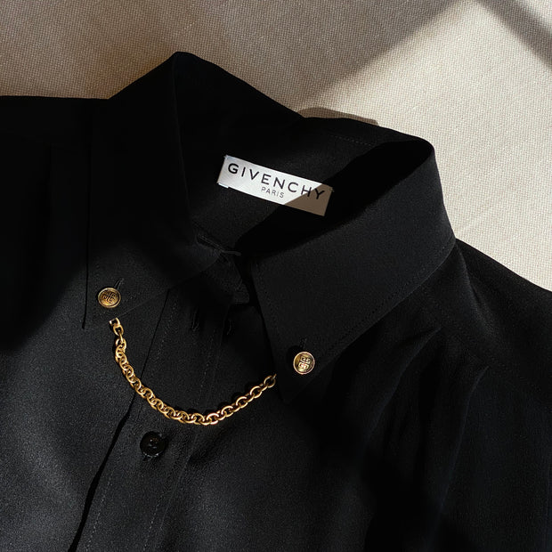 Givenchy Chain-Trimmed Silk Blouse NWT