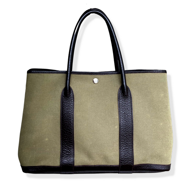 Hermes Canvas Leather Garden Party Tote Bag Hermes